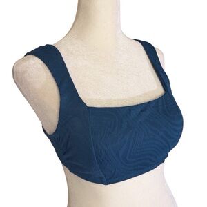 Shade & Shore blue textured bikini top with square neckline women’s XS NWT